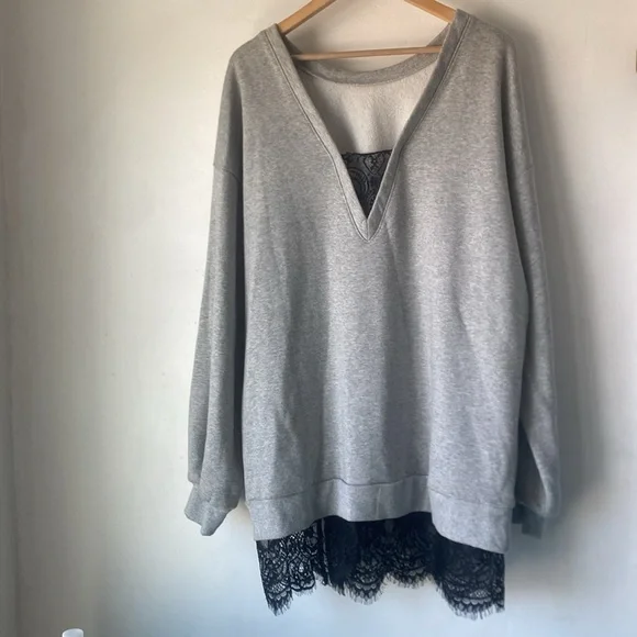 NWT Anthro Pilcro XL Crew Lace Pullover Sweatshirt - Picture 5 of 15